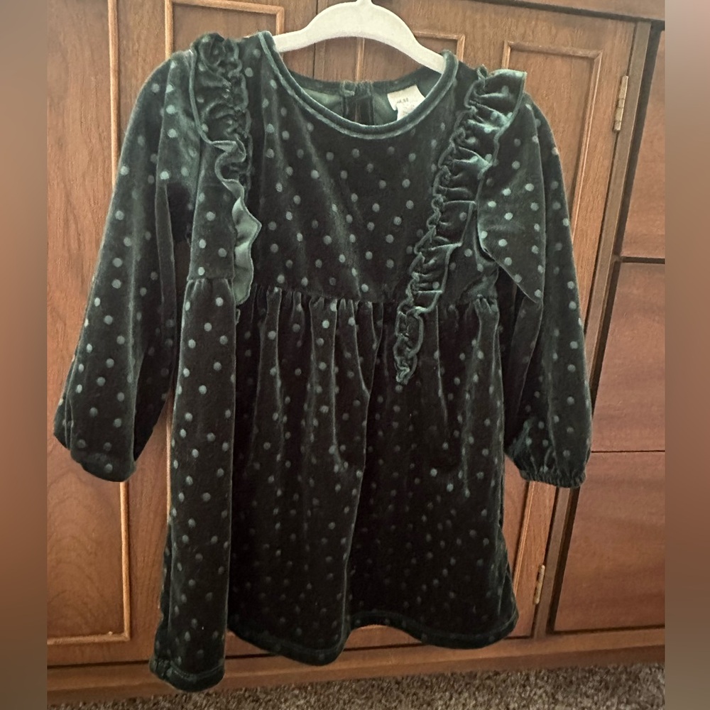 H&M green polka dot satin dress